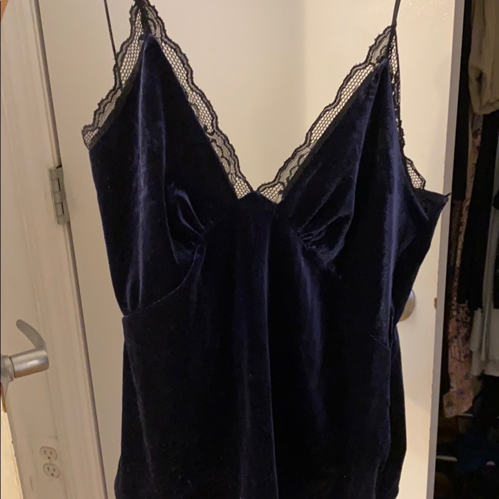 Zara blue velvet tank top